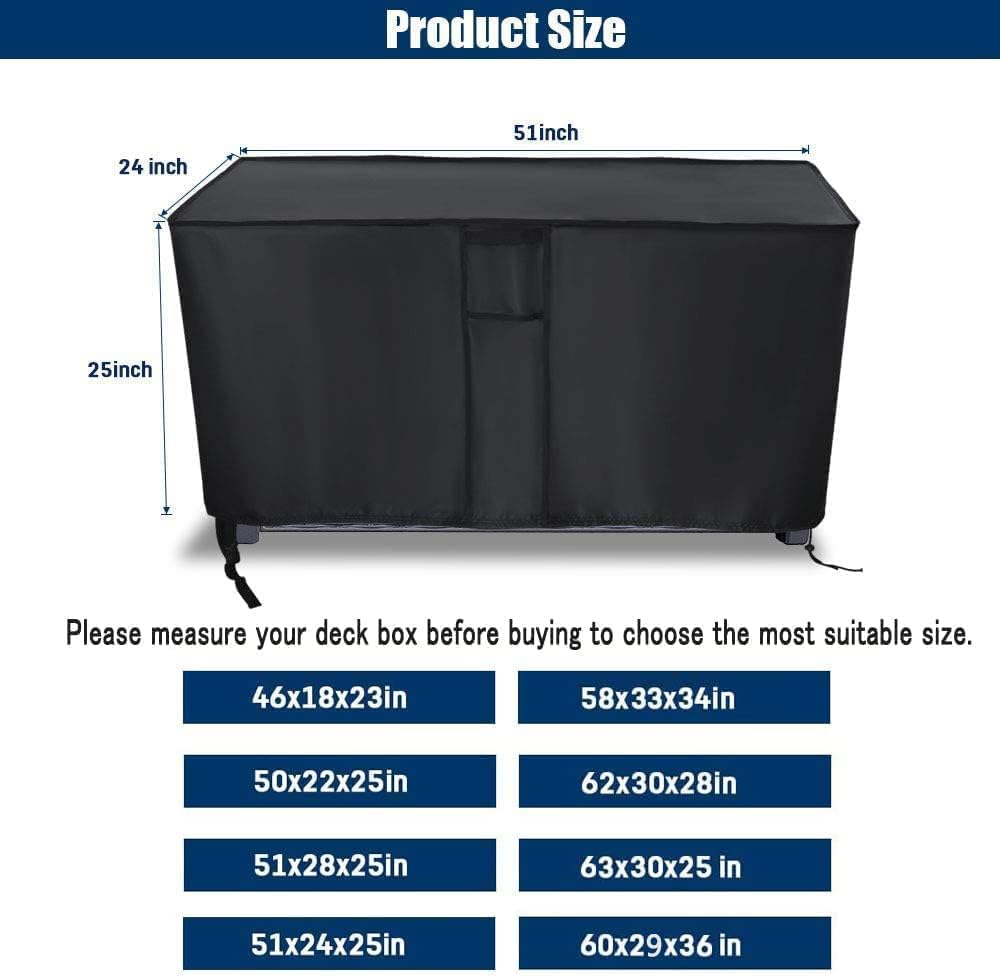Kingling Deck Box Cover, Outdoor Storage Box Cover for Keter XXL 230 Gallon Deck Box Waterproof Outside Storage Bench Deck Boxes Covers