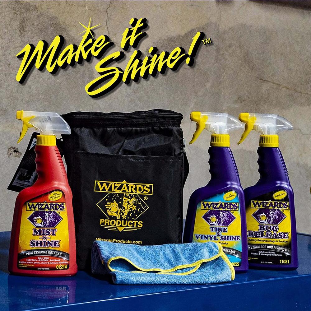 wizards 5 Piece Car Detailing Kit - Beginner Friendly Professional Car Detailing Kit - Car Accessories for Men - Comes with a Microfibe