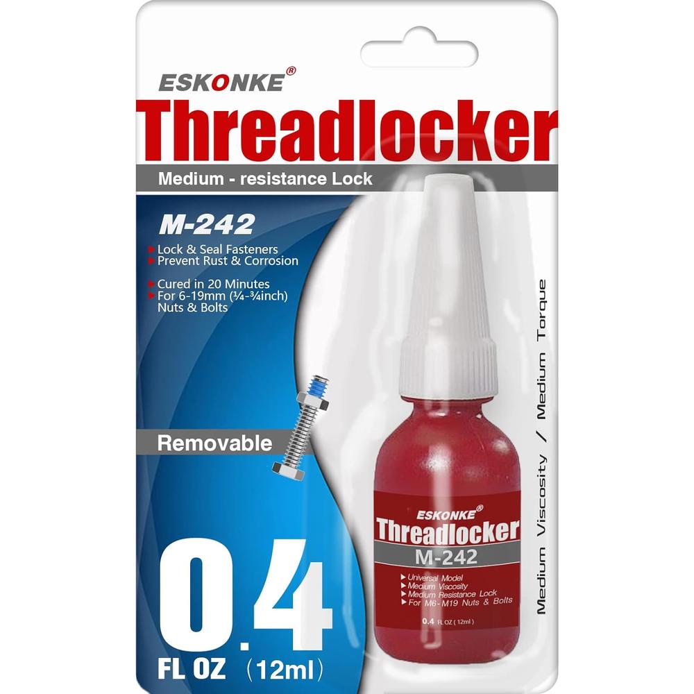 ESKONKE Blue Threadlocker M-242 Medium Strength 0.4 Oz(12 ml) Lock Tight