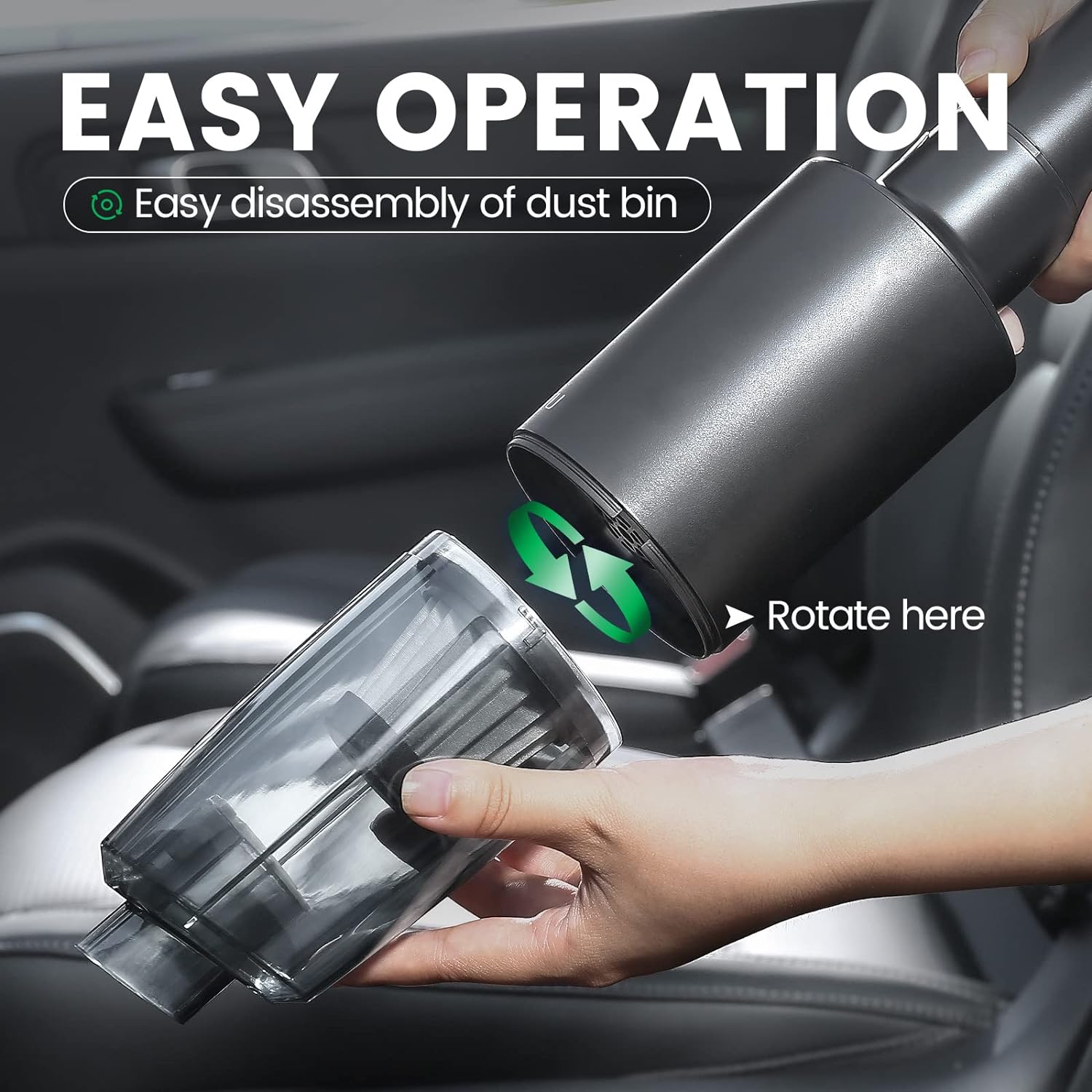 YANTU Car Vaccum Cleaner, Portable Vacuum with 7500pa Powerful Suction, Mini Car Vacuum with 15FT Corded