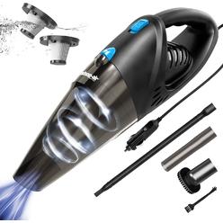 ShopAir Car Vacuum Cleaner, 12V/106W High Power Handheld Portable Car Vacuum with 16 Ft Cord, Attachments, Filters and Storage Bag, Sui