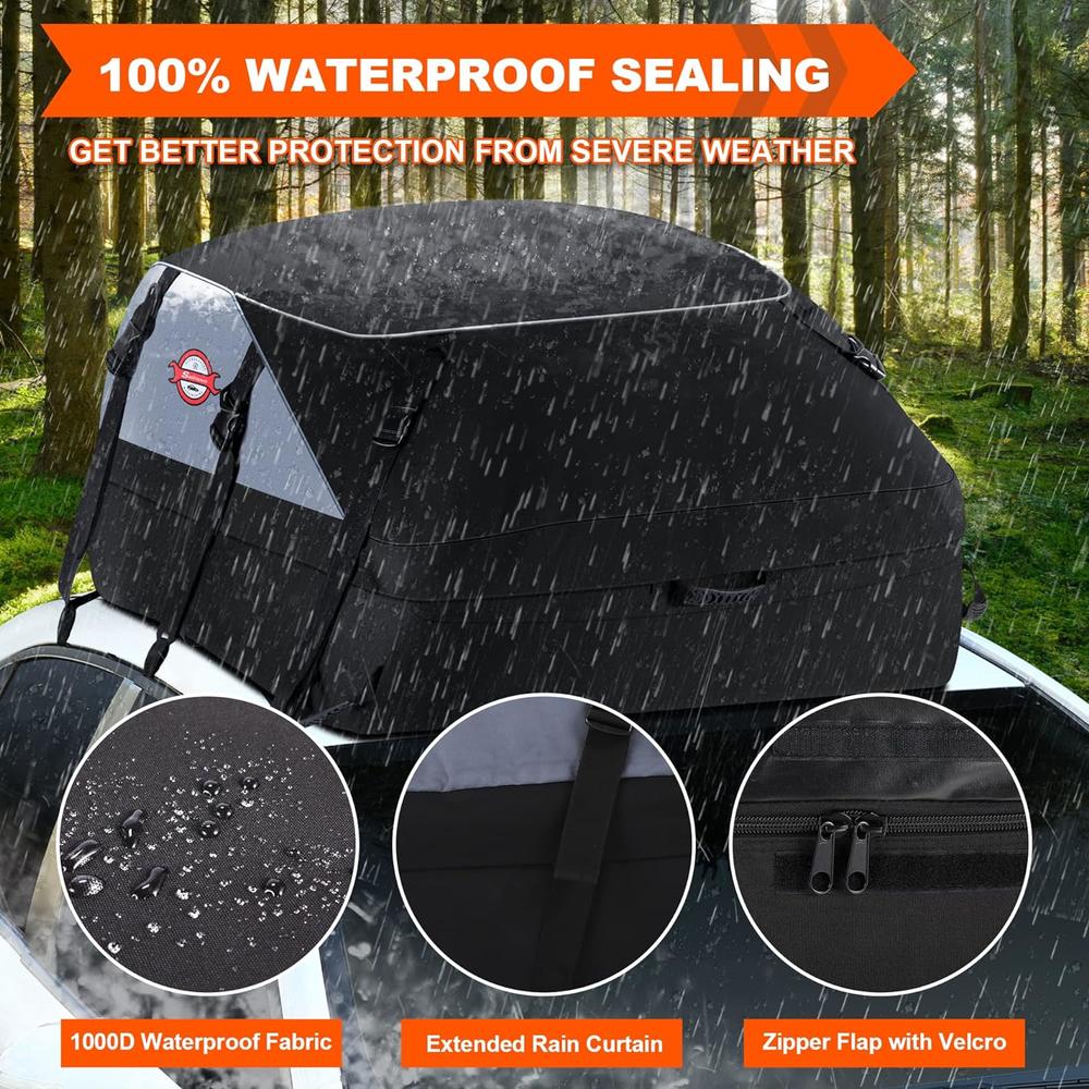 Generic Car Rooftop Cargo Carrier Roof Bag, 20 Cubic Feet Waterproof Roof Top Cargo Carrier for All Cars with Without Luggage Rack, Veh