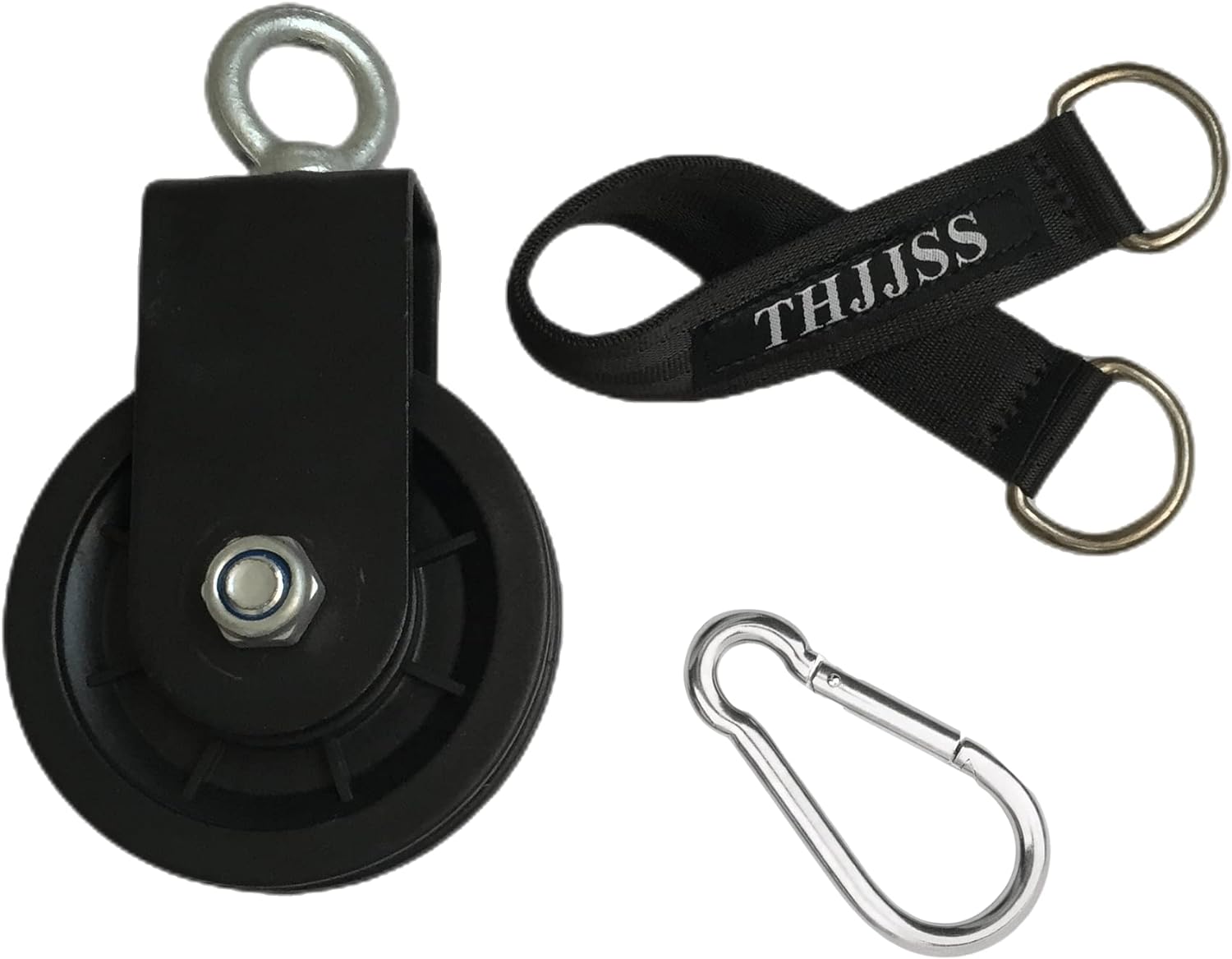 THJJSS Weight Cable Pulley System Gym,Pulley Wheel 360 Degree Rotating 3.54in Silent Pulley,Pulley Hanging Strap Carabiner Hooks Hammo