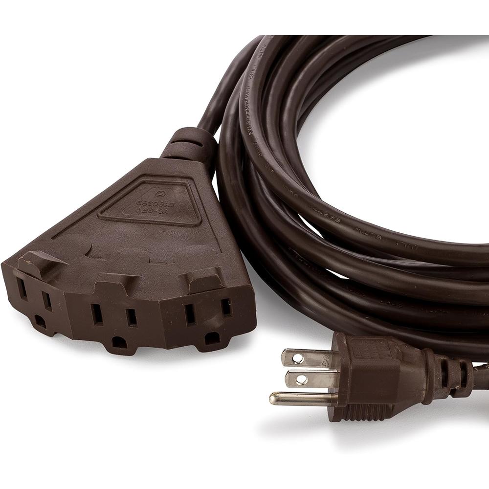 Holiday Lighting Outlet 25-Foot Brown Outdoor Extension Cord | Heavy-Duty Extension Cord for Appliances, Lawn Tools,