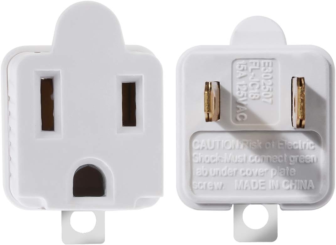 TENINYU INC. TENINYU Grounded Adapter 3-Prong to 2-Prong Outlet Converter - 3 Pin to 2 Pin Plug Socket Adapter Extension for Electrical Cord