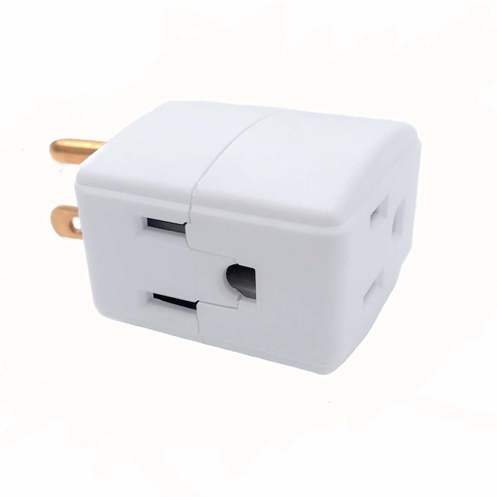 Generic 3 Prong Outlet Wall Tap Adapter,Grounded Power Adapter, ETL Listed, White,2-Pack