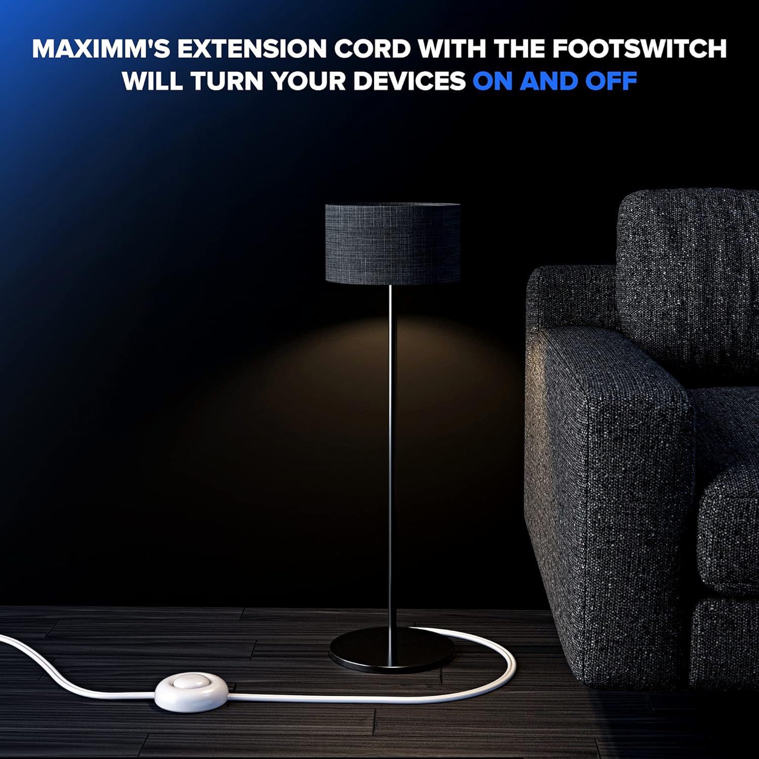 Maximm Extension Cord with on and Off Switch (5 ft) Flat Plug Extension Cord with Multiple Outlets, Short Extension Cord White Extensi