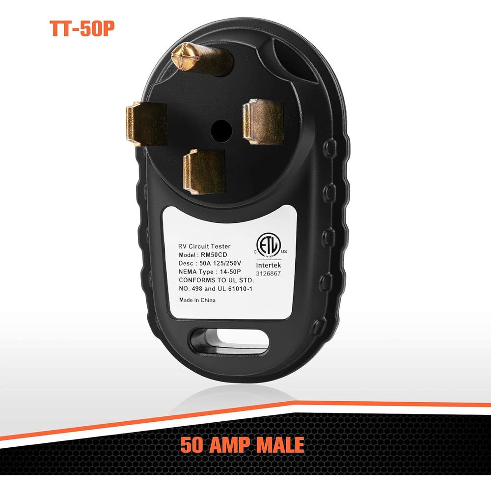 WELLUCK 50 AMP RV Circuit Analyzer, 50A 125V/250V RV Pedestal Tester with LED Indicator Light 14-50P 50 amp Tester Plug for RV Camper,