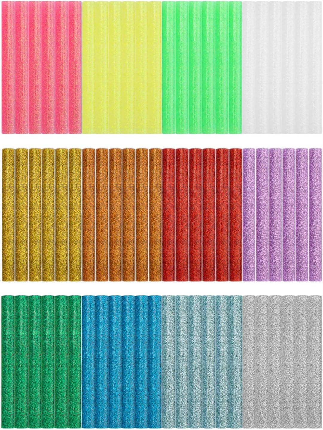 Gartful 72PCS Glitter Hot Glue Sticks - 0.4x3.9 Colored sprinkle Hot Melt  Glue Sticks, Full