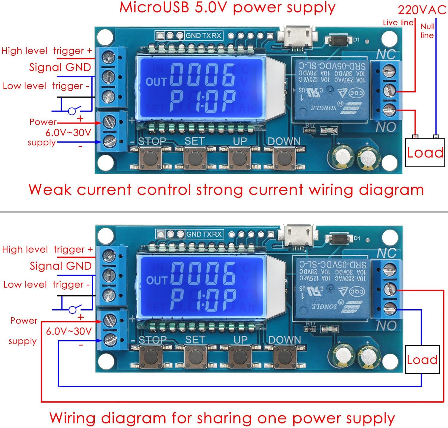DROK Timer Relay,  Time Delay Relay DC 5V 12V 24V Delay Controller Board Delay-off Cycle Timer 0.01s-9999mins Trigger Delay Switchin