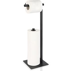 OYEAL Toilet Paper Stand Toilet Paper Roll Holder Stand Freestanding Toilet Paper Holder for Bathroom Toilet Tissue Storage Black Met