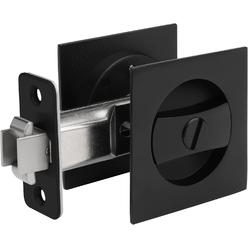 goldenwarm Pocket Door Lock, Matte Black Contemporary Privacy Square Pocket Door Hardware, Black Sliding Pocket Door Lock