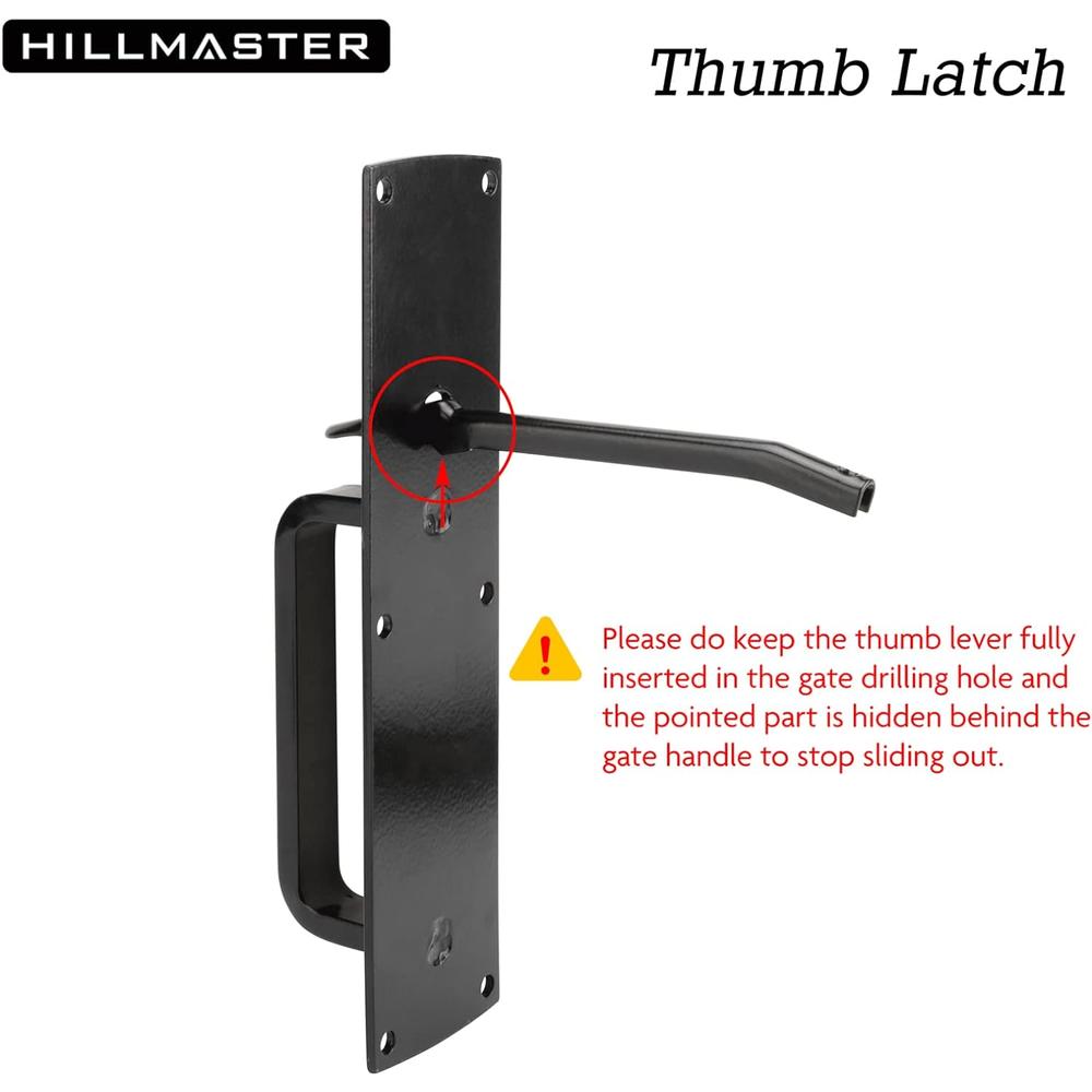 HILLMASTER HARDWARE HILLMASTER Thumb Gate Latch for Wooden Fence, Self Closing Gate Fence Latch with Handle,Heavy Duty Door Latch Gate Lock Hardwar
