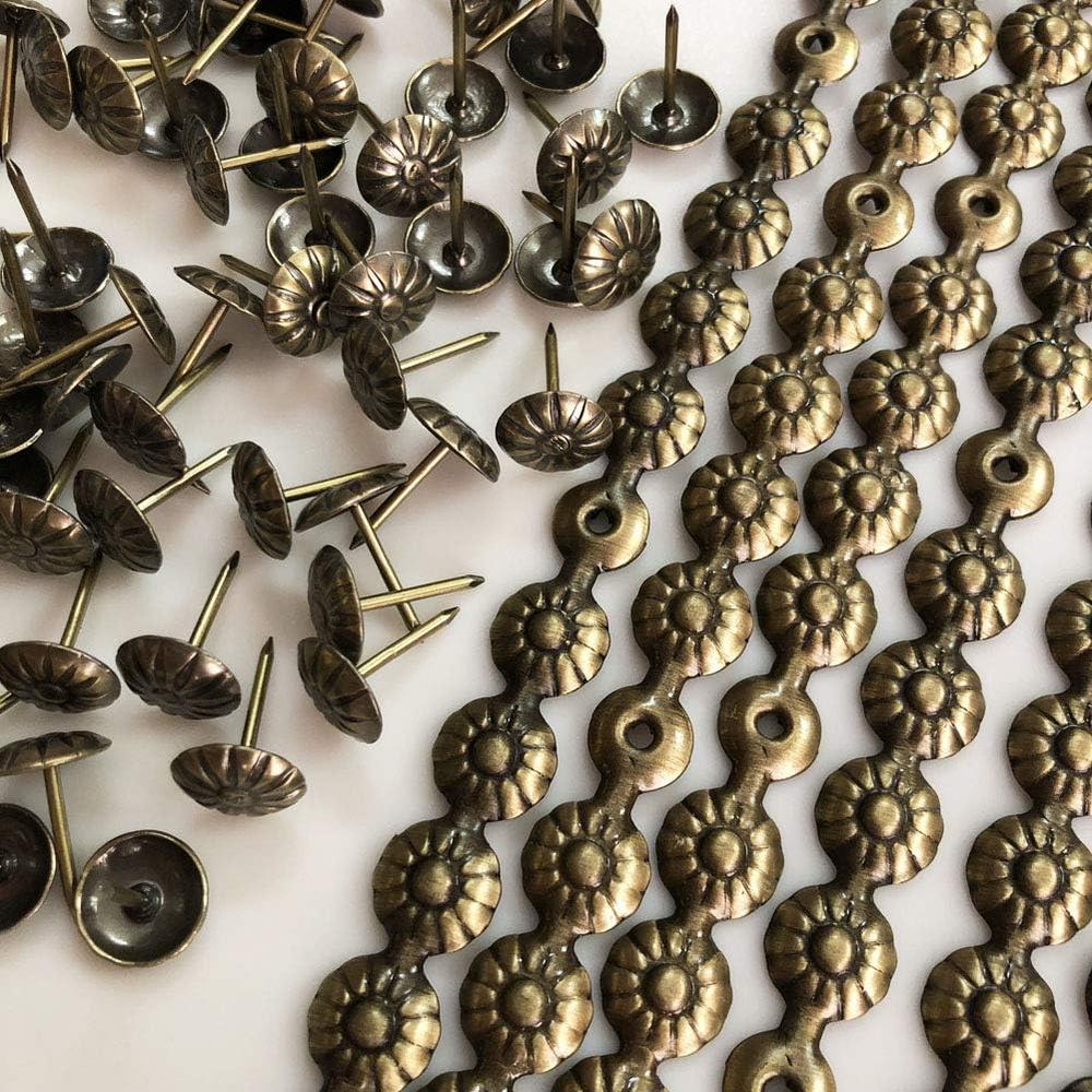 Let's Decorate! Let's Decorate 10 Meters D11mm Brass Flower Decorative Nail Strips/Nailhead Trims,Upholstery Sofa Tacks,Loosing Tacks Matched (