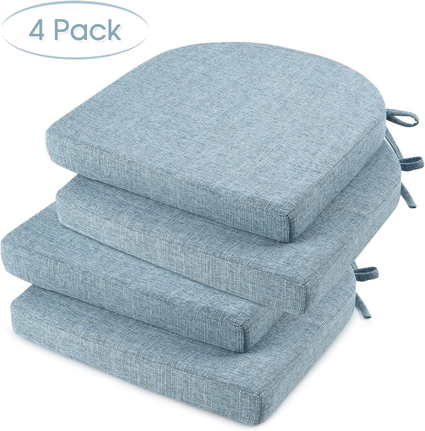 Basic Beyond Chair Cushions for Dining Chairs 4 Pack, Memory Foam Chair Cushion with Ties and Non Slip Backing, 16 x 16 inches Chair Pads fo