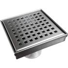 neodrain 4-Inch Square Shower Drain with Removable Quadrato Pattern Grate,  Brushed 304 Stainless Steel, with