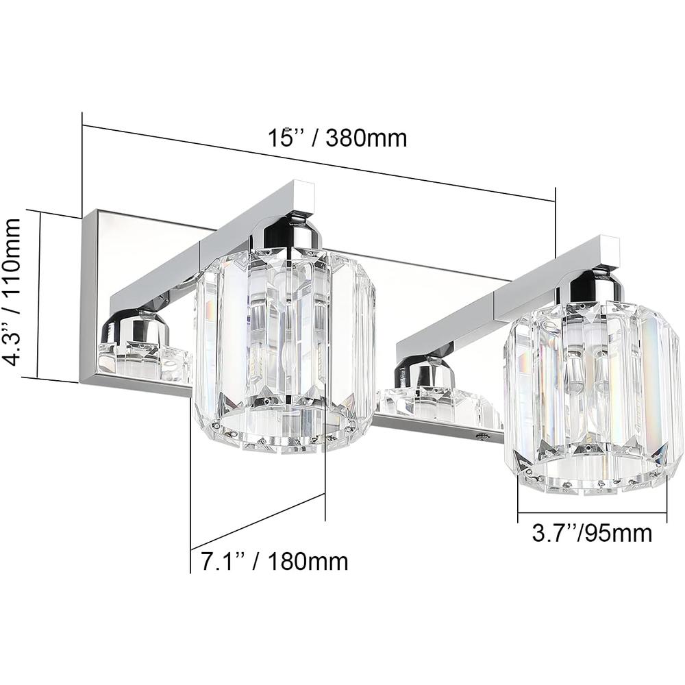Aipsun Bathroom Vanity Lighting Fixtures Crystal Vanity Lights for Bathroom 2 Lights Stainless Steel Wall Lighting Fixtures(Exclude Bu