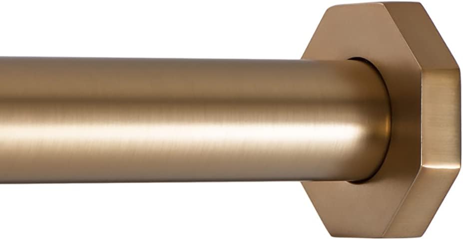 Ivilon Tension Curtain Rod - Hexagonal Spring Tension Rod for Windows or Shower, 54 to 90 Inch, Warm Gold