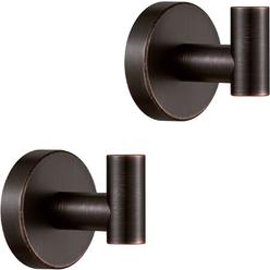 BigBig Home Bronze Towel Hooks, Bathroom Robe Hook Oil Rubbed, Bath Farmhouse Coat Clothes Hook Wall Mounted Rustic 2 Pack for Kitchen Wash