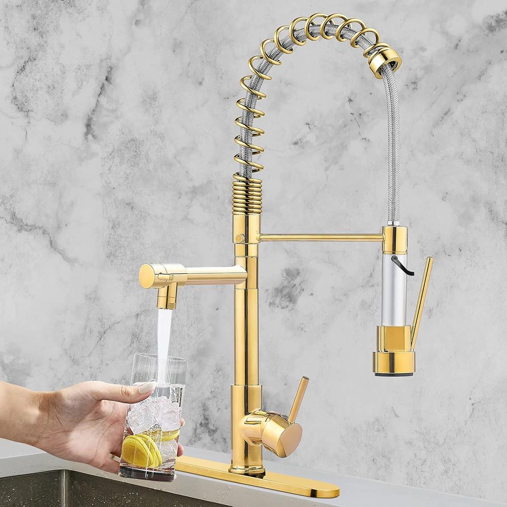 serimer Kitchen Sink Faucet, Kitchen Faucet with Pull Down Sprayer,  Commercial Spring Kitchen Faucet,Single Handle High Arc Kitchen Fa