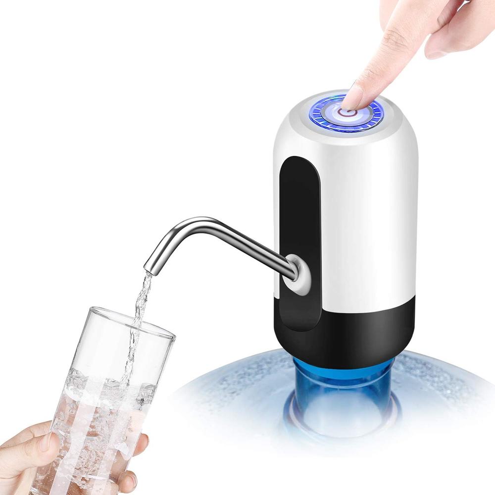 Flexzion Water Bottle Dispenser for 5/6 Gallon Jugs, Detachable Electric Cold Drink Beverage Pump w/Portable Mini Battery Box, Top Loadi
