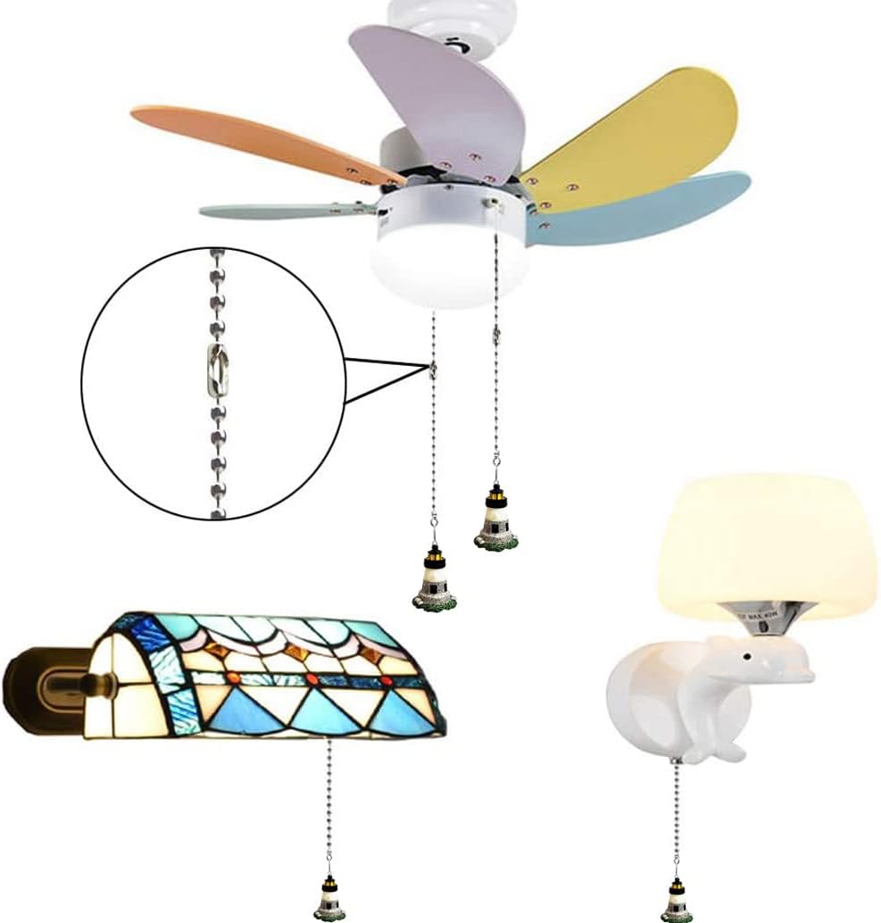 Hyamass 12 inch Ceiling Fan Pull Chain Ocean Series Charm Pendant Ceiling Fan Danglers Fan Pulls Chain Extender with Ball Chain Connect