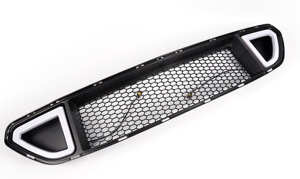 PIT66 Front Hood Upper Grille with White DRL LED Light, Compatible with 2015-2017 Ford Mustang