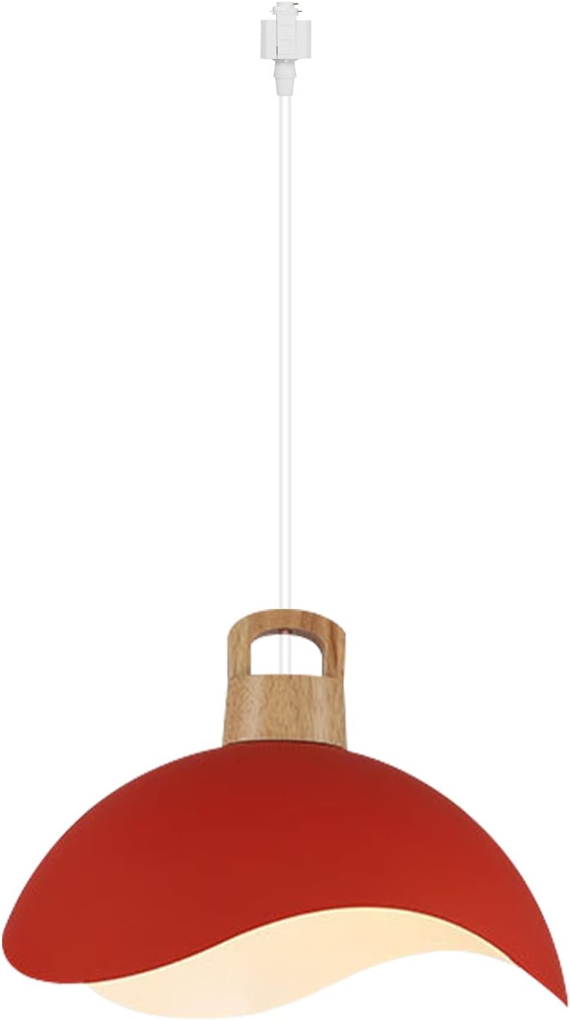 Kiven H-Type Track Lights, E26 1-Light Track MountedSimple Nordic Style Macaron Wood Rrt Petal-Shaped Hanging Crescent Lamp for Dinne