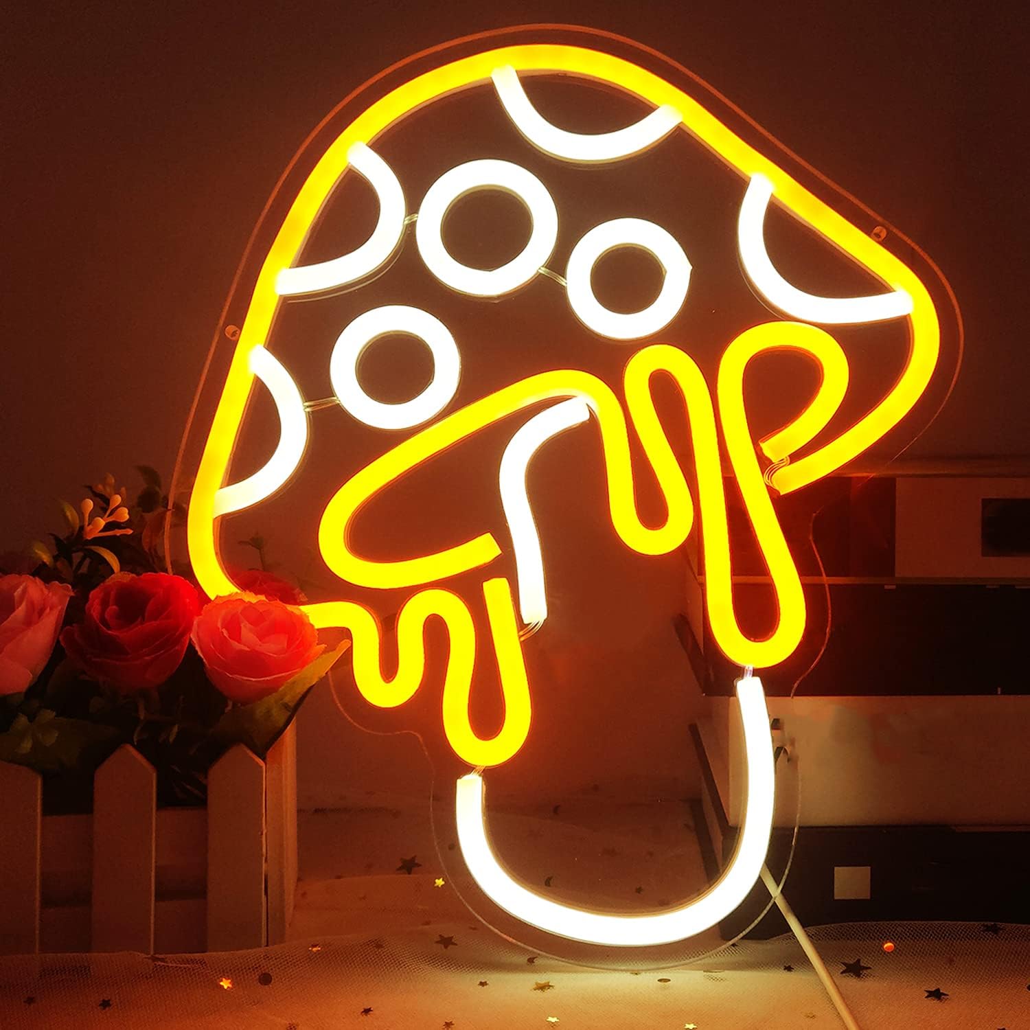 Ajoyferris Mushroom Neon Sign Dimmable Led Mushroom Neon Light Cute Neon Mushroom Sign Night Light 3d Wall Art Mushroom Neon Signs For Wal