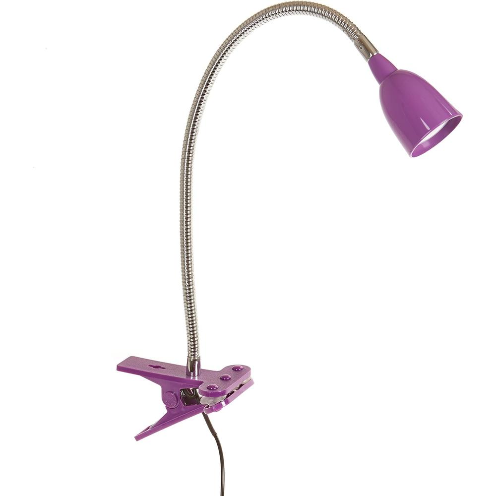 Newhouse Lighting NHCLP-LED-PUR Purple Metal Flexible Clamp-Style LED Goose Neck Desk Lamp in 3000K Warm White Color Temperature with Power Adapt