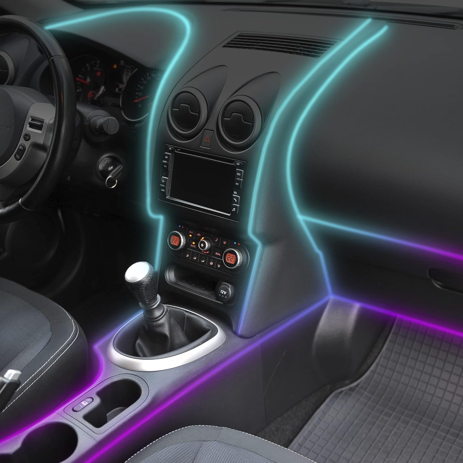 Jem Accessories Monster Bluetooth Sound Reactive RGB Fiber Optic Car Interior Lighting Kit, Use Remote/Downloadable App to Customize, Sound-Rea