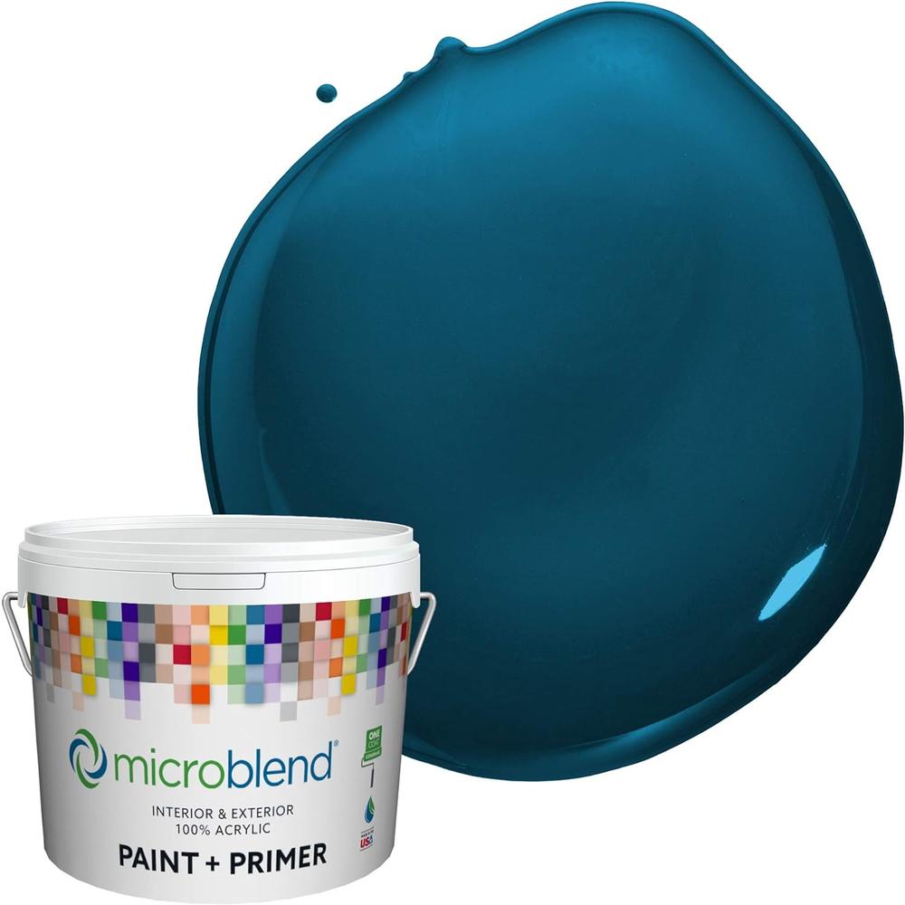 Microblend Interior Paint and Primer - Blue/Azuresque, Gloss Sheen, Quart, Premium Quality, High Hide, Low VOC, Washable,  Cabo Collection