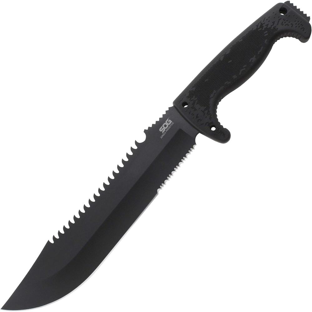SOG Jungle Primitive Fixed Blade- Field and Camping Tactical Machete with Sheath for Clearing Brush, Full Tang Survival Knife 15.3