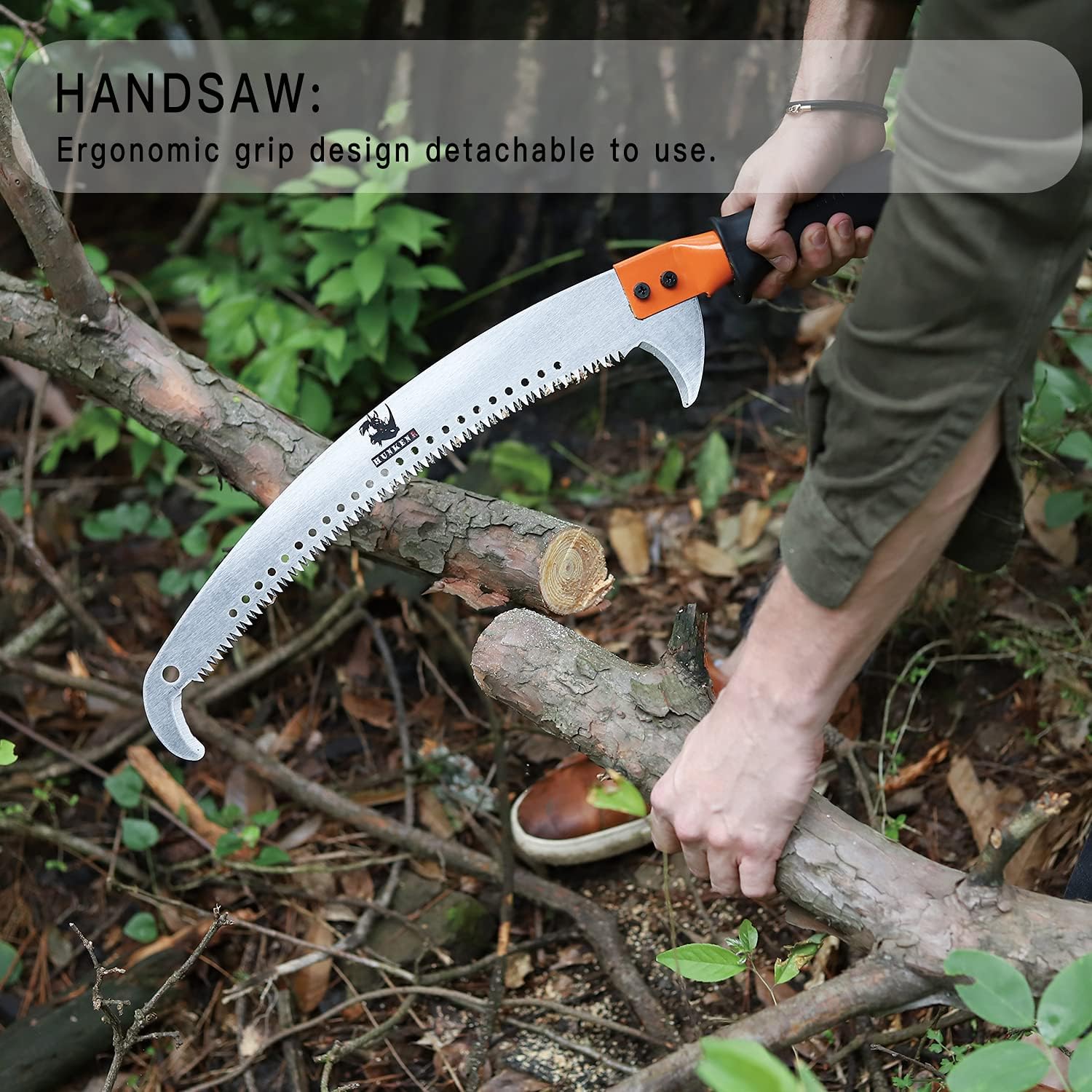 HUNKENR Manual Pole Saw&#239;&#188;&#140;5-16 Ft Extendable Tree Pruner/Pole Saws for Tree Trimming with Detachable Handsaw