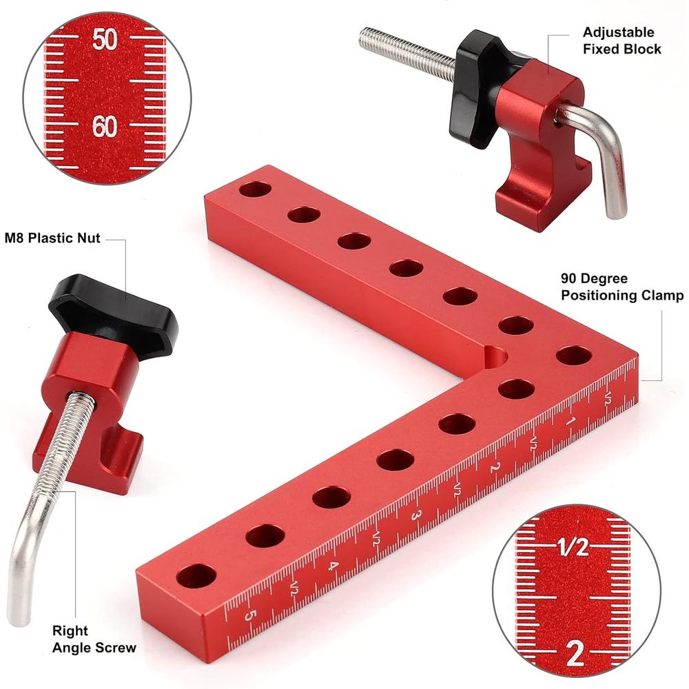 Generic Corner Clamps for Woodworking, 90 Degree Clamp, Right Angle Clamp 5.5" x 5.5", Aluminum Alloy Clamping Squares for Wo