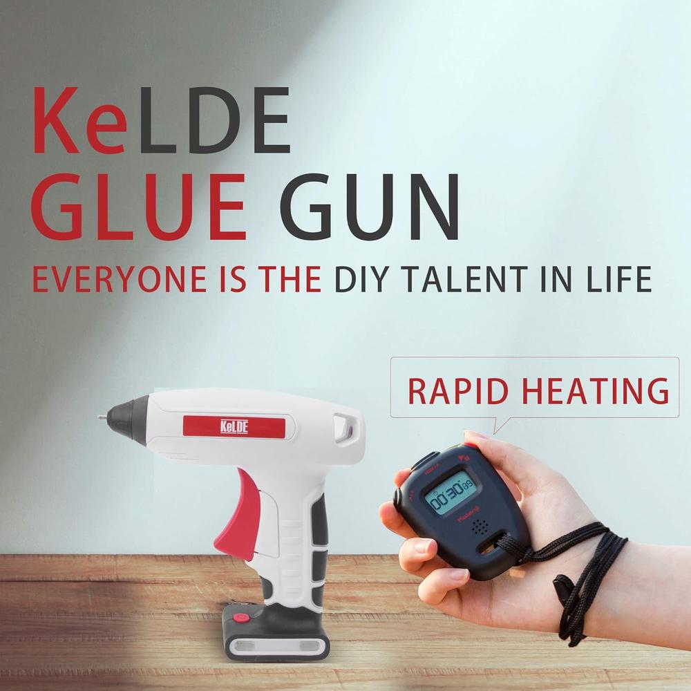 Generic KeLDE Cordless Hot Glue Gun Kit, 30 Seconds Heating Time 3.7V Li-ion Battery Rechargeable Glue Gun, with USB Cable and Plug, Fi
