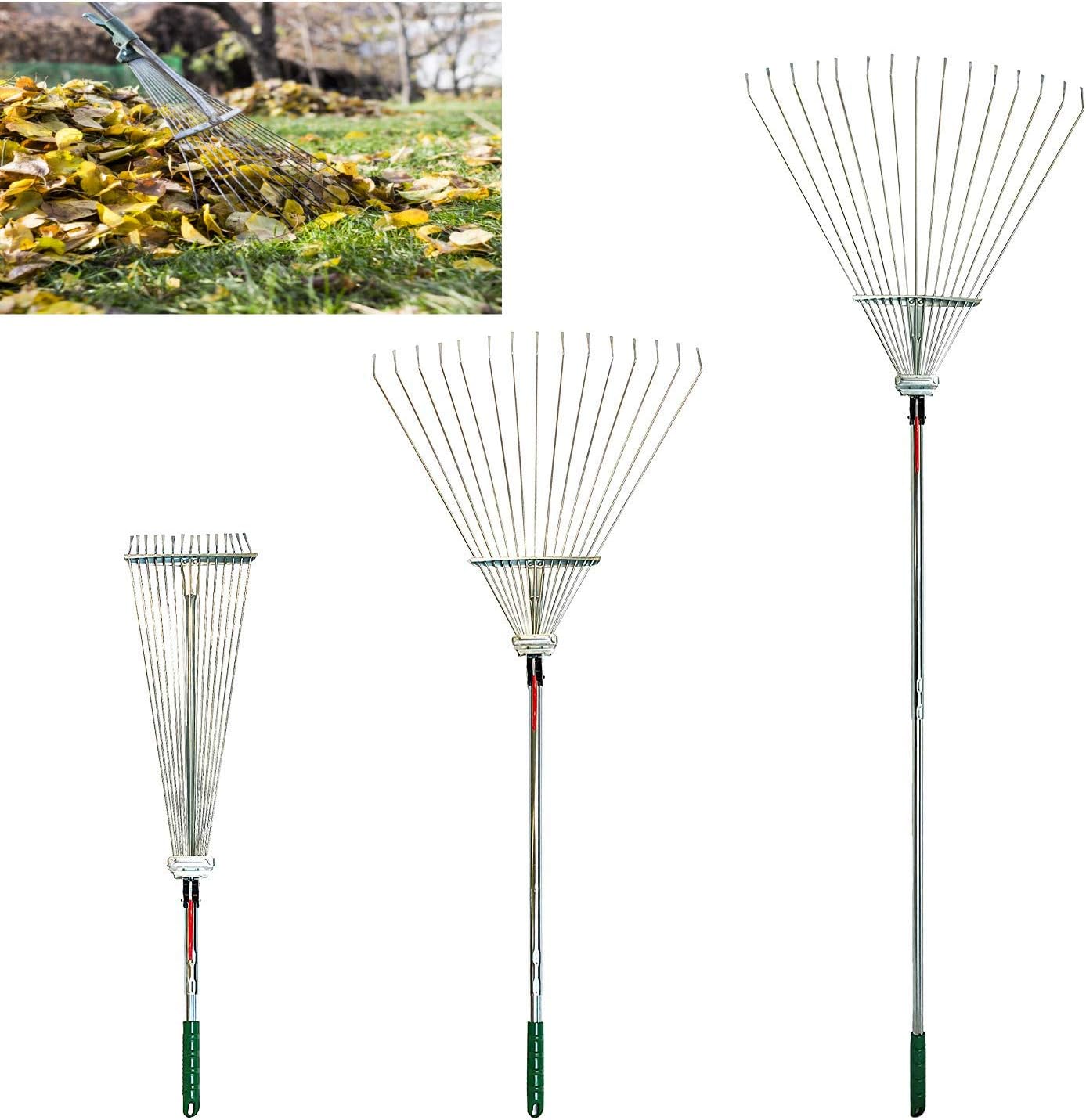 lavo home Professional Telescopic Rake Heavy Duty Folding Rake Expandable with Multiple Heights
