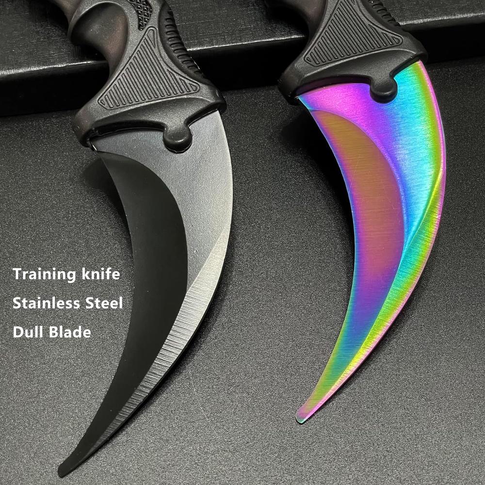 MSGumiho Karambit Knife Trainer Stainless Steel Practice Karambit Knife Fixed Blade Training Karambit Knife with Sheath and Cord Suitabl