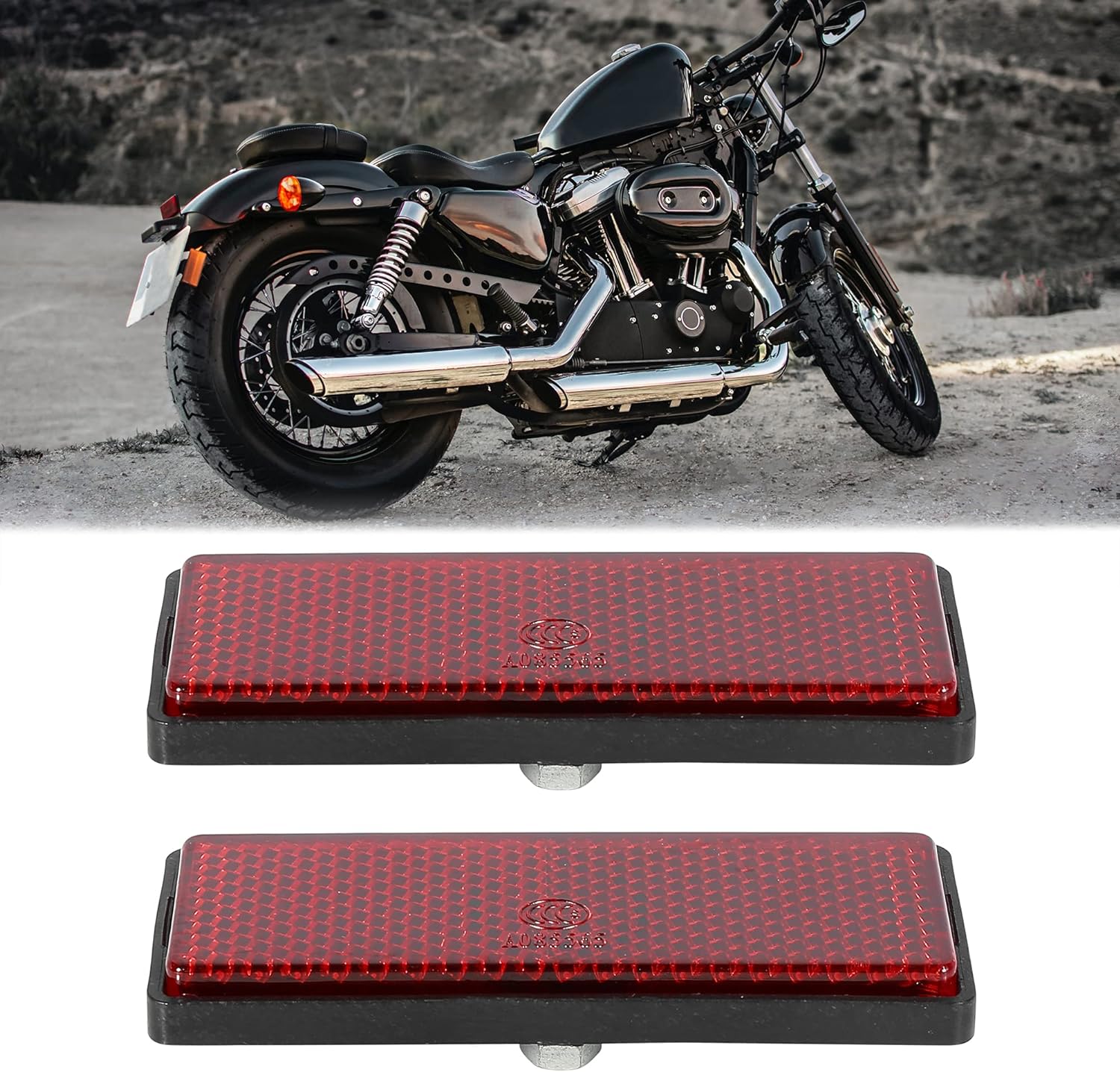 F FIERCE CYCLE Pair M5x0.8 Red Rectangle Universal Screw Mount Reflective Warning Reflector for Motorcycle Bike