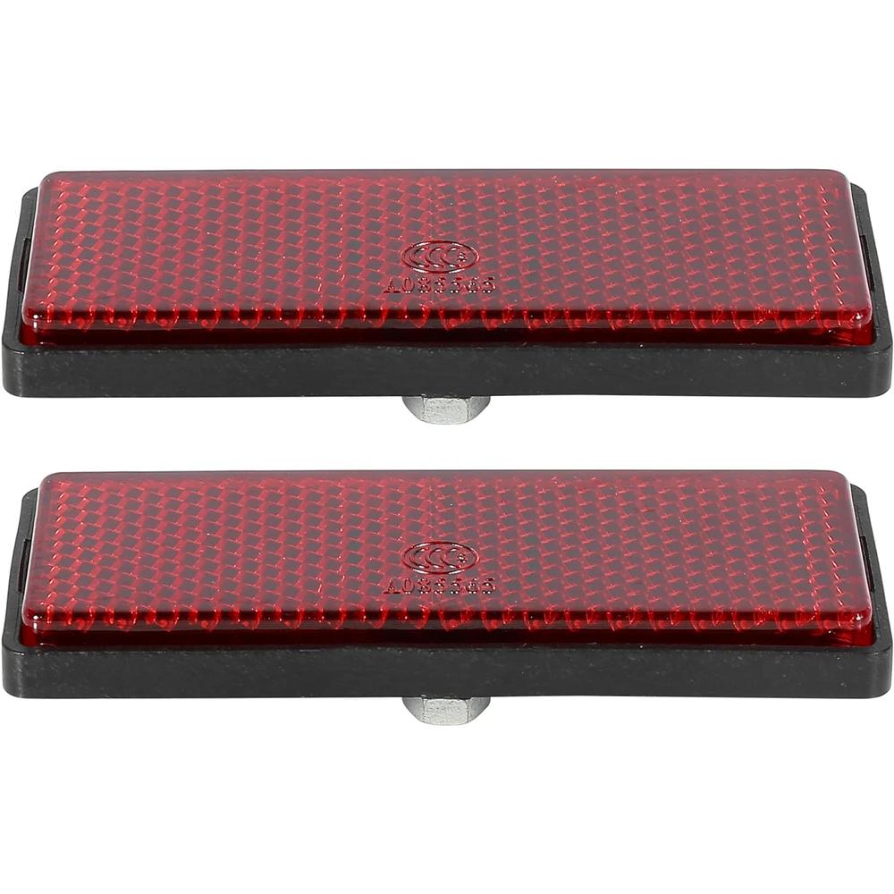 F FIERCE CYCLE Pair M5x0.8 Red Rectangle Universal Screw Mount Reflective Warning Reflector for Motorcycle Bike