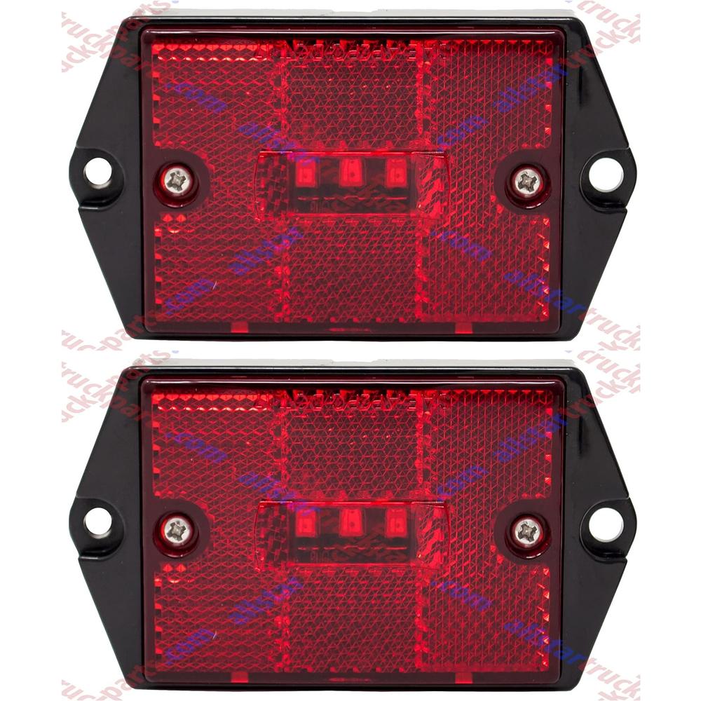 All Star Truck Parts [ALL STAR TRUCK PARTS] Square Red/Amber 3-LED Marker Light Reflectorized Lens Surface Mount, 2-4/5" Rectangular Truck Trai