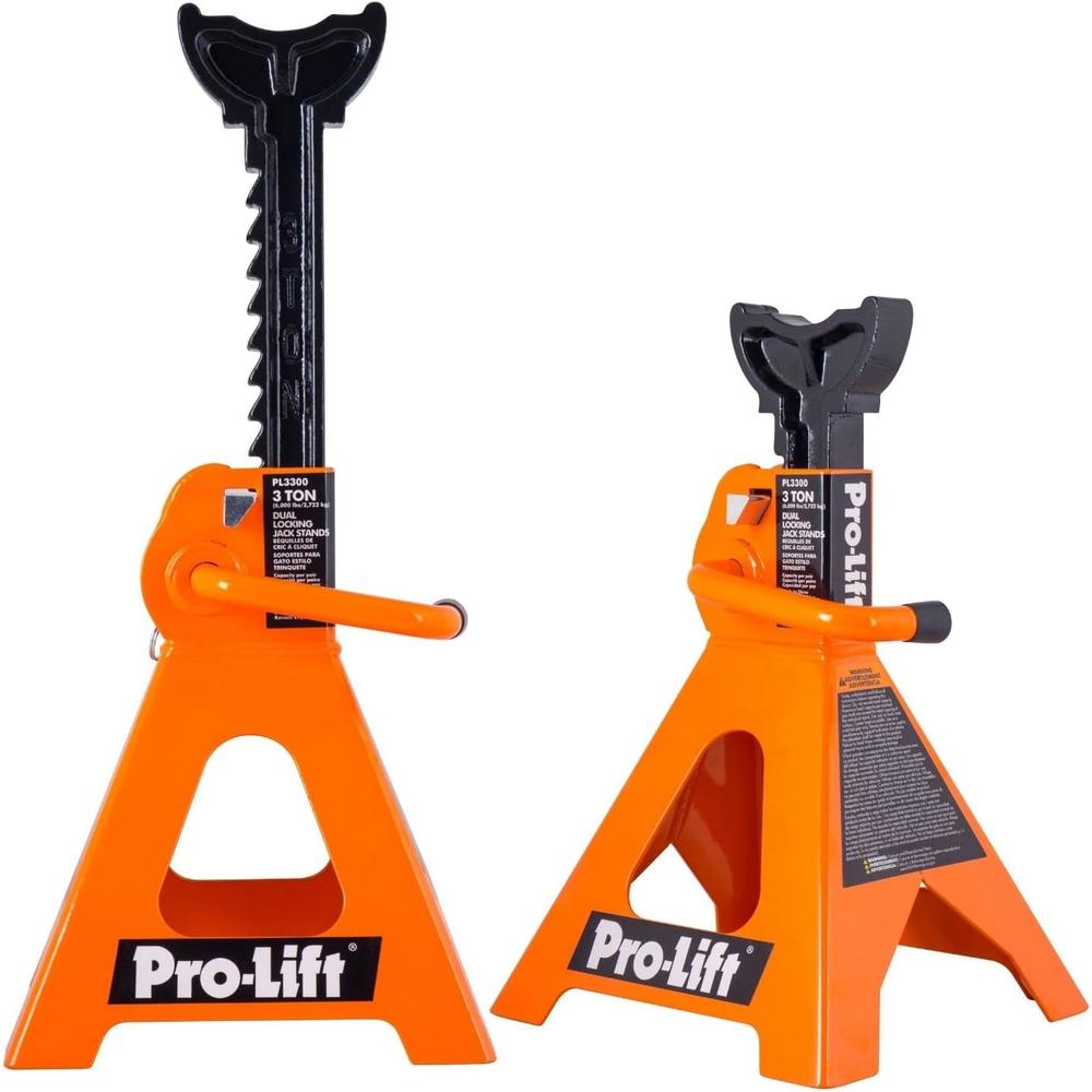 Pro-Lift PL3300 Heavy Duty Jack Stands &#226;&#128;&#147; 3 Ton in Pair with Double Pins - Handle Lock and Mobility Pin for