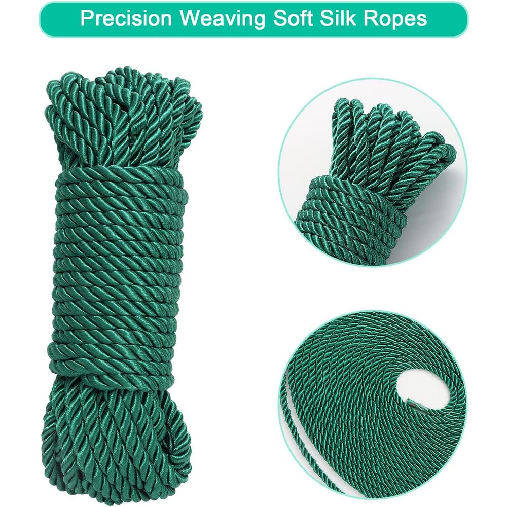 LIKEJJ 2Pcs Soft Rope 8mm(1/3inch) Diameter 10 Meters/32 Feet Craft Rope Polyester Braided Rope for All Purpose and DIY Gift Decorativ