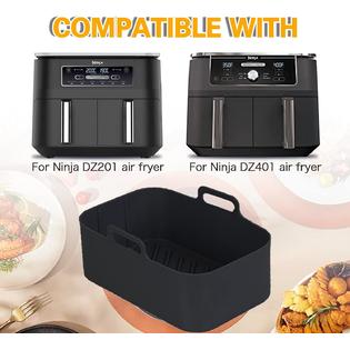 Generic iSH09-M494405mn 2pcs Air Fryer Silicone Pot for Ninja Foodi Dual  DZ201 ,Reusable Air Fryer Silicone Liners,Rectangle Air Fryer Basket 8QT,  Air