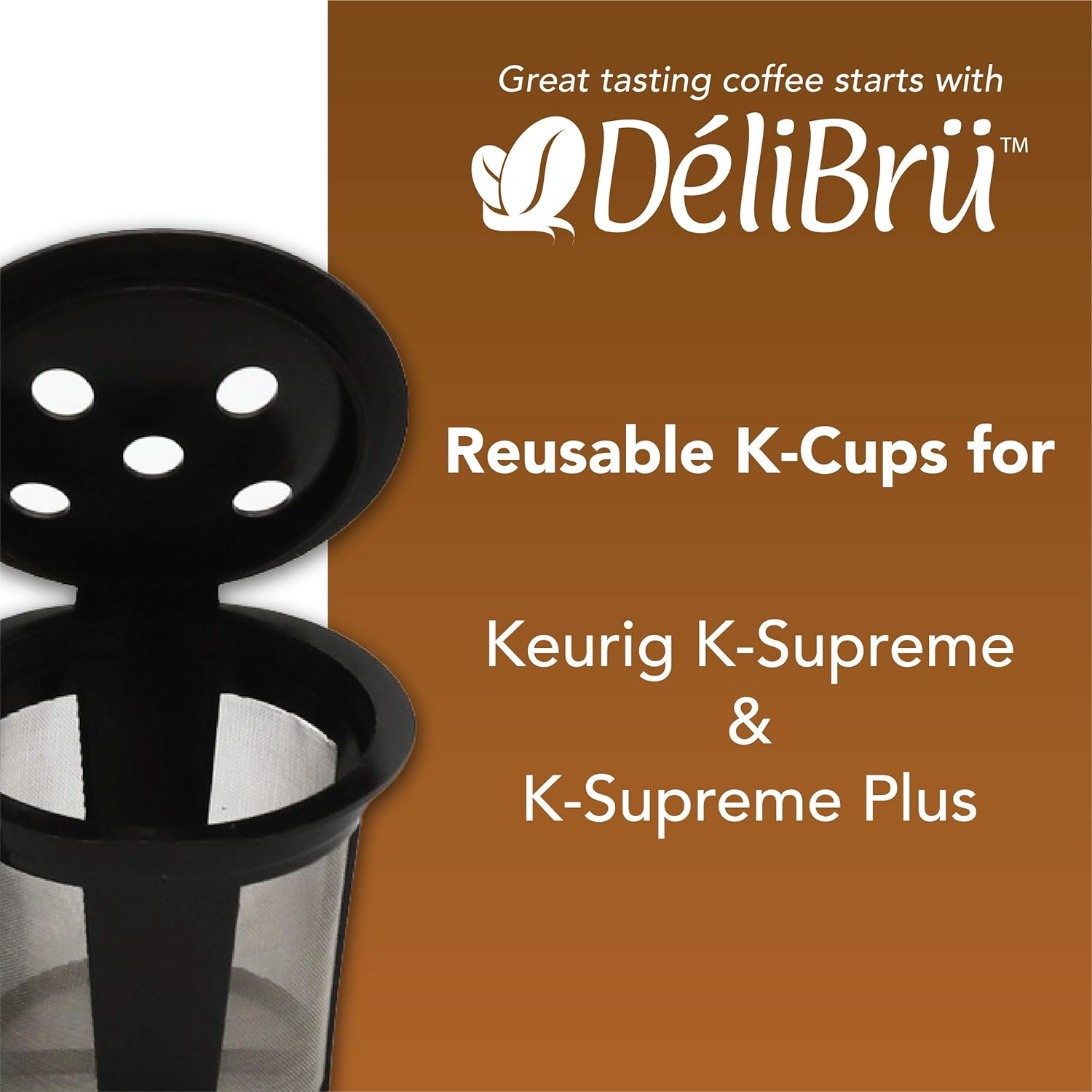 Generic Reusable K cups for Keurig Supreme and K Supreme Plus Coffee Makers, Keurig Supreme Reusable filter Delibru Reusable Pods [4 PA