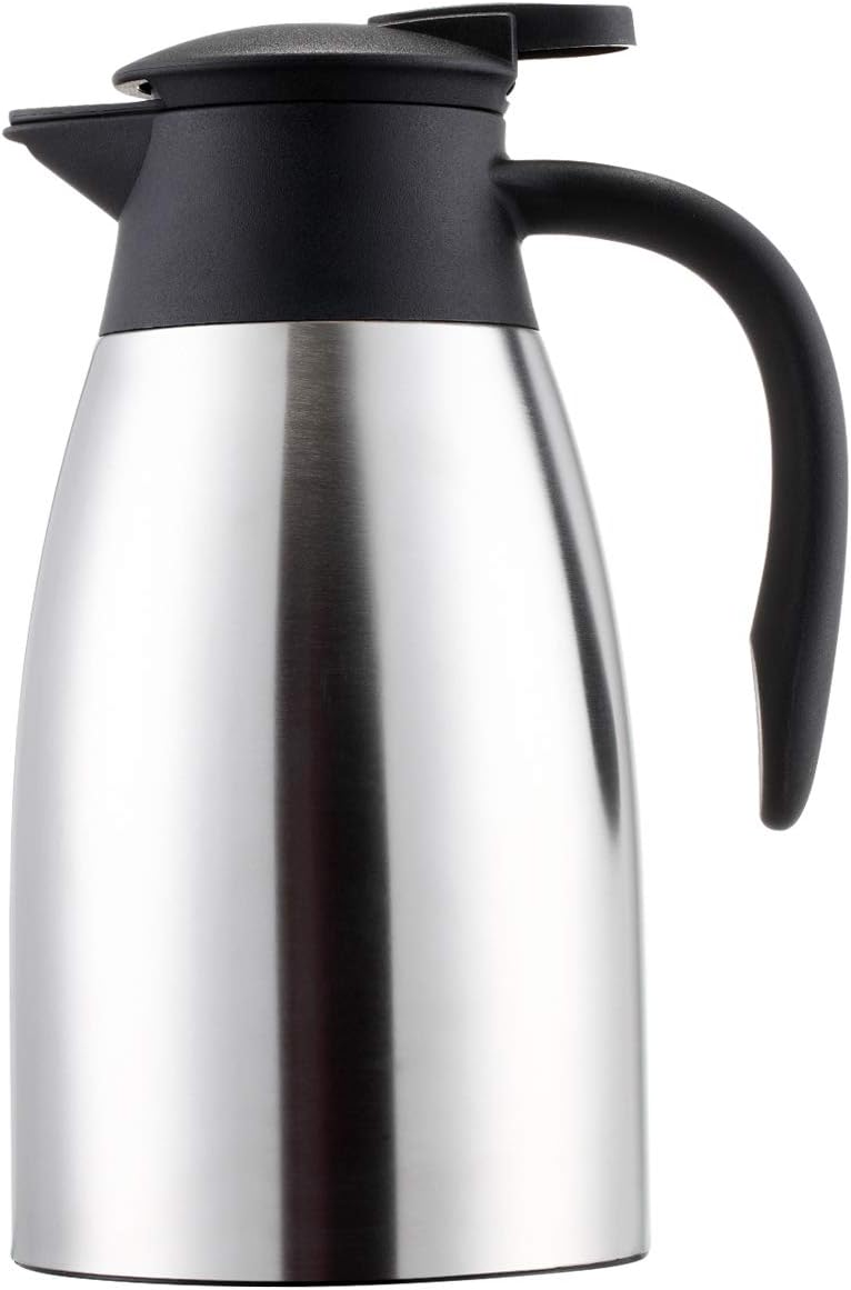 Generic Sumerflos 1.5L/50 Oz Thermal Coffee Carafe - Double Wall Stainless Steel Vacuum Insulated Thermos - Leak Proof Lid with Dust Co