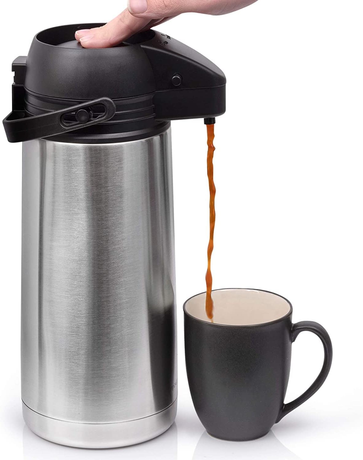 Simpli-Magic 79434 Airpot Coffee Dispenser with Easy Push Button, Stainless Steel, Double-Wall Vacuum Insulated Thermos