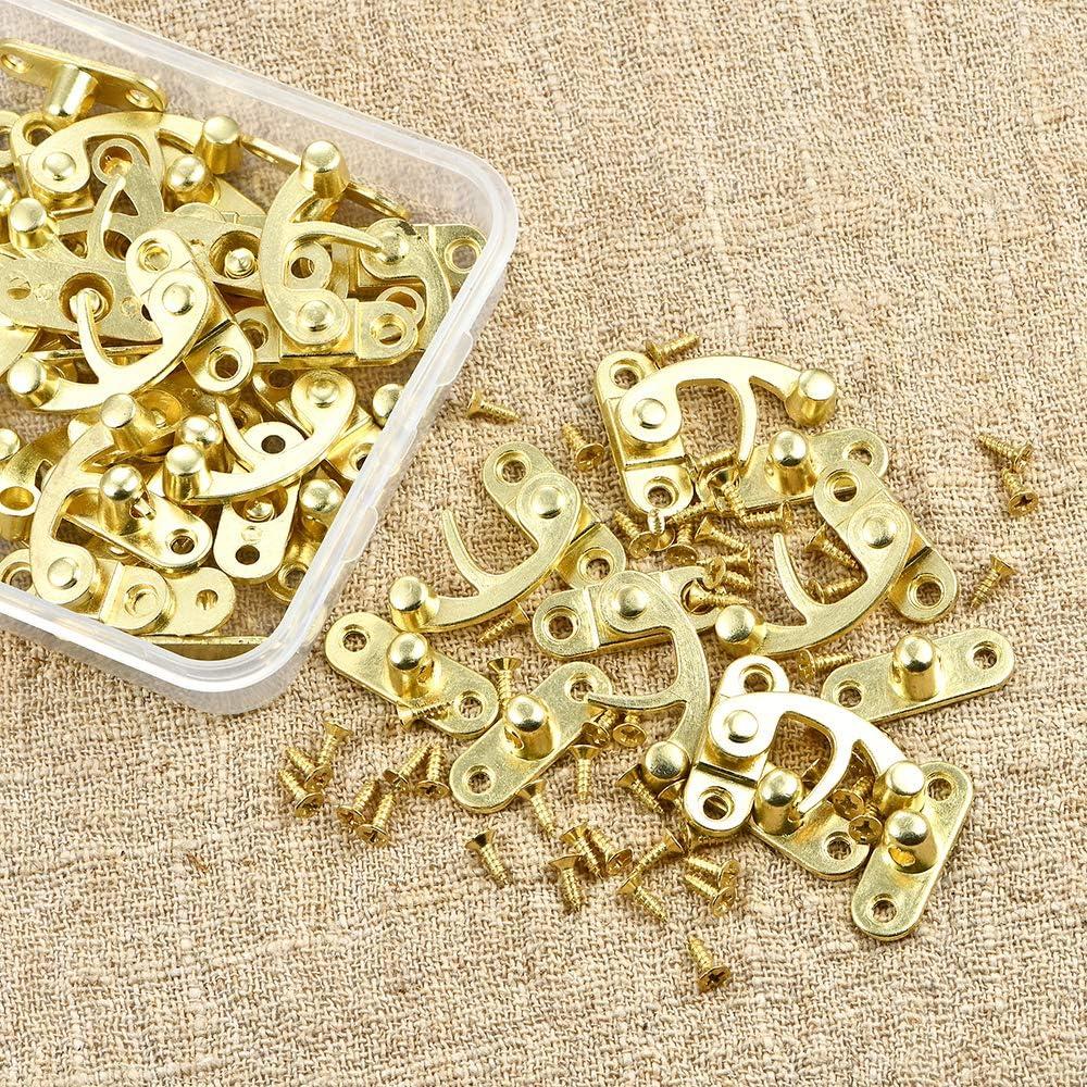 PGMJ 20 Pieces Jewelry Box Hardware Thickened Solid Antique Right Latch  Hook Hasp Horn Lock Wood Jewelry Box Latch Hook Clasp and 80