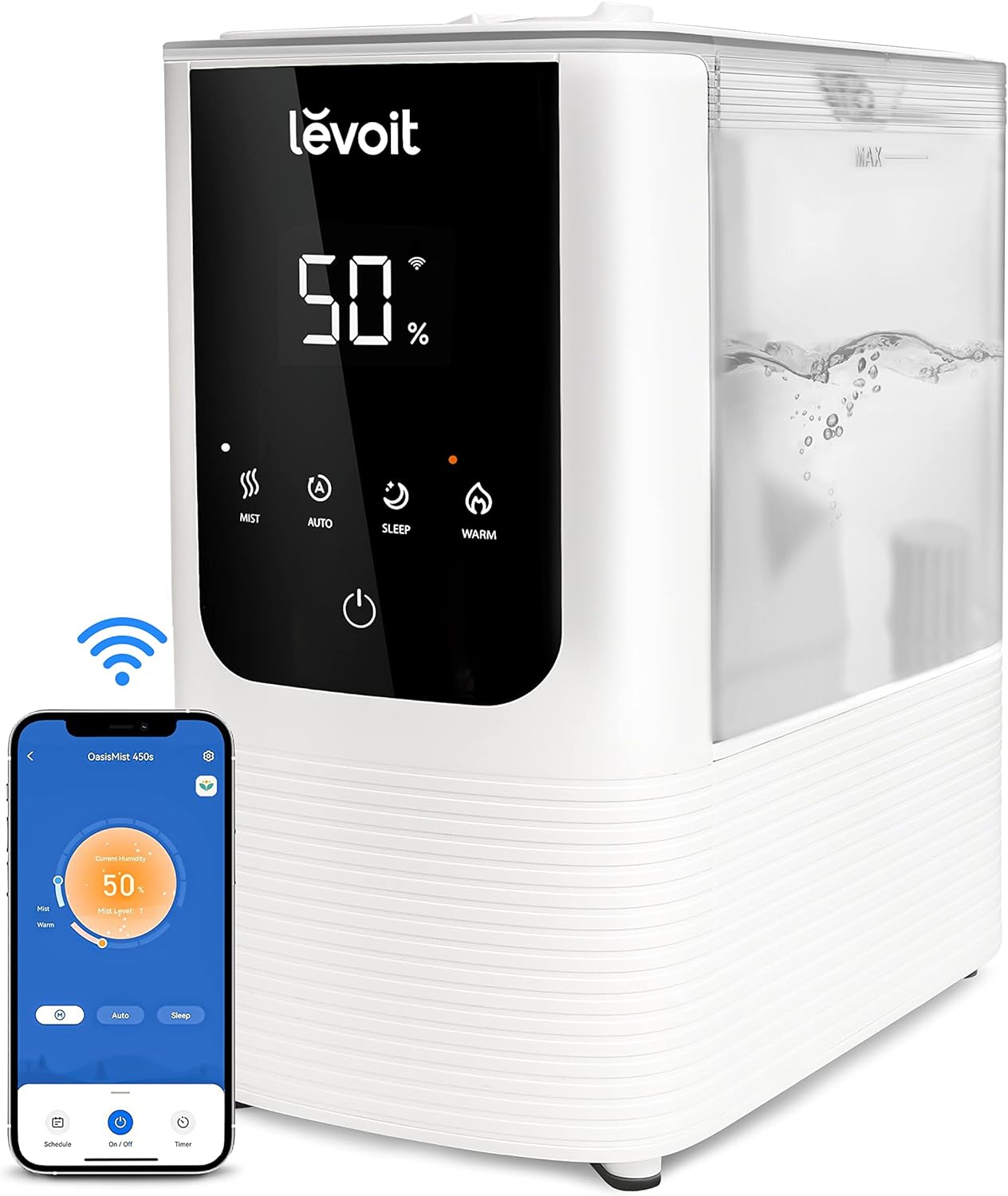 Generic LEVOIT OasisMist Smart Cool and Warm Mist Humidifiers for Bedroom Large Room Home, Auto Customized Humidity, Ultrasonic Top Fil