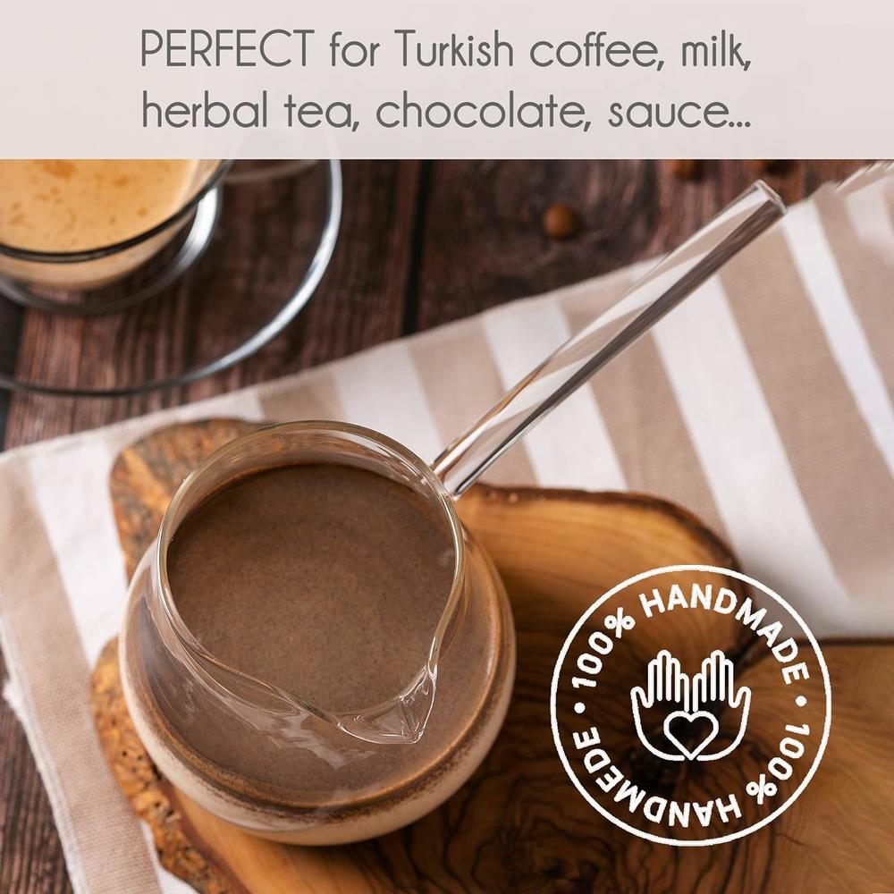 Generic Classics Turkish Coffee Pot Borosilicate Glass, Stovetop Tea Maker, Jazzva Cezve Briki, Healthy and Extremely Heat Resistant Mi
